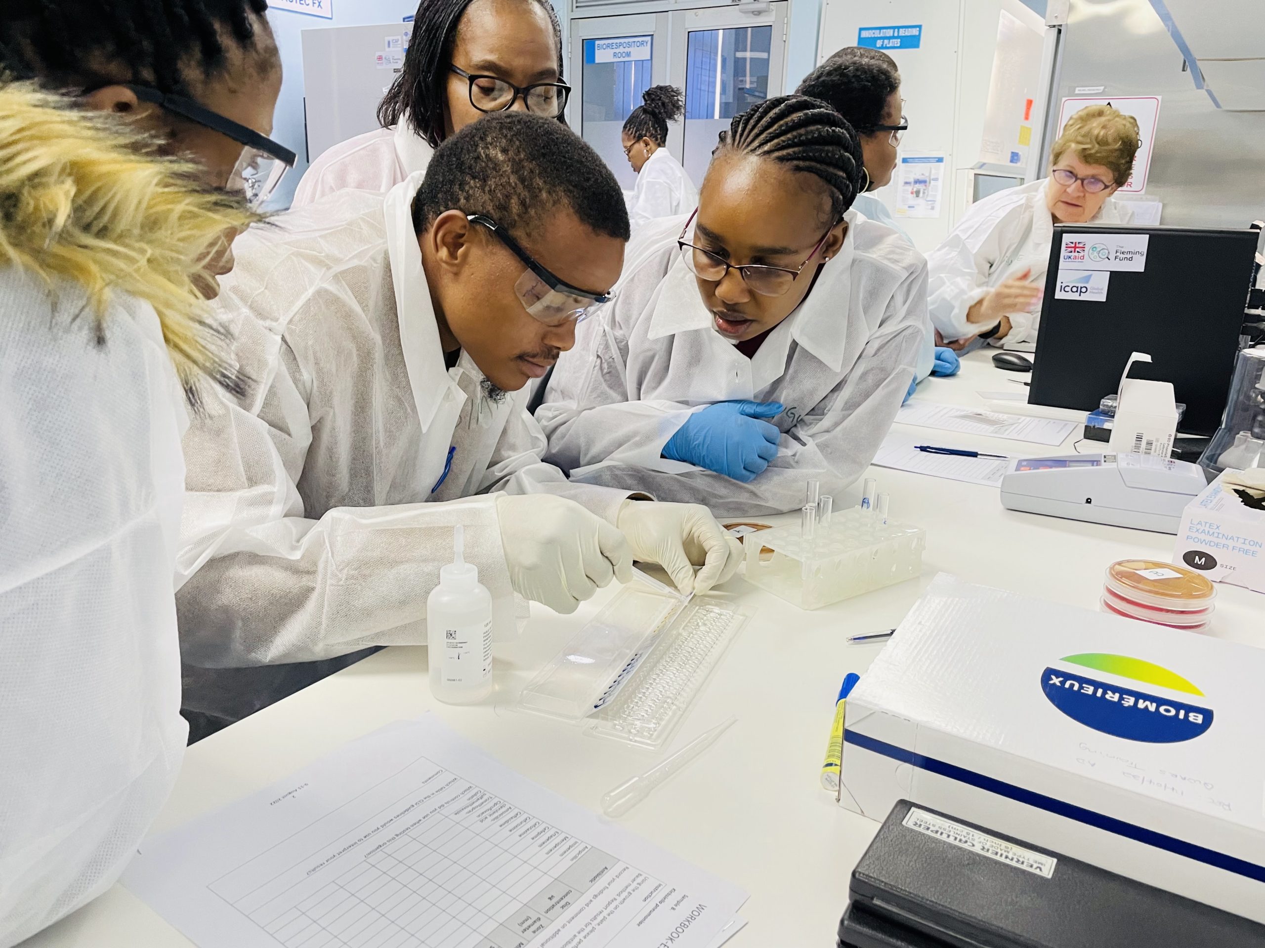 Fleming Fund regional grant, led by the African Society for Laboratory Medicine (ASLM), QWArS project microbiology professionals from Eswatini. Credit: ASLM.