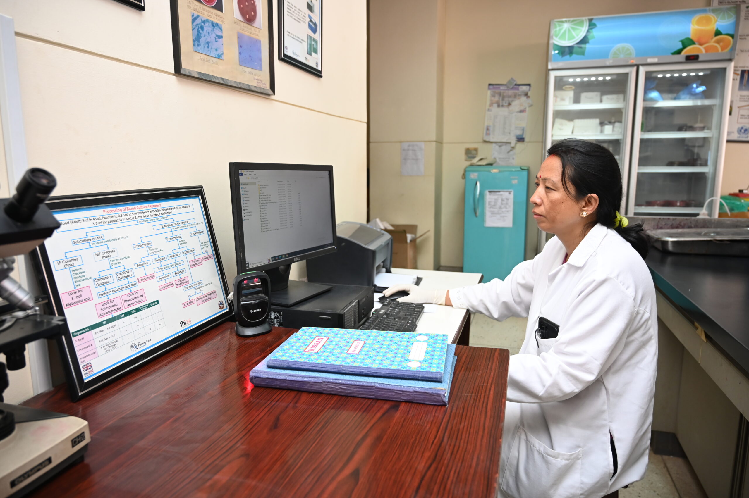 Gyani Singh operates the bot, quickly formatting data for national and GLASS reports in the Fleming Fund-supported laboratory.